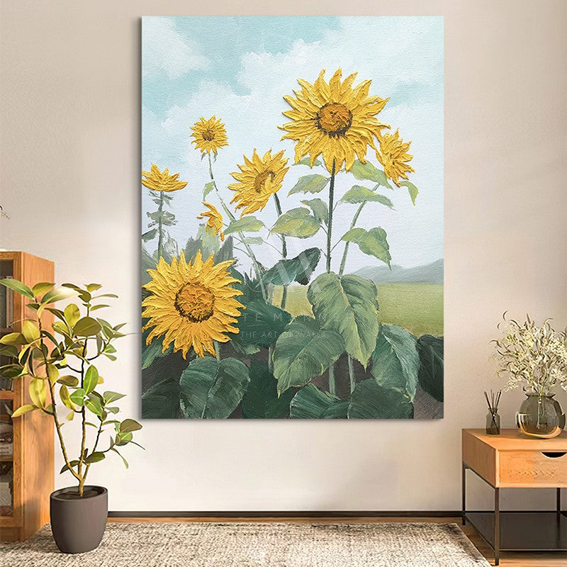 Sunflower Blooms Modern Oil Painting