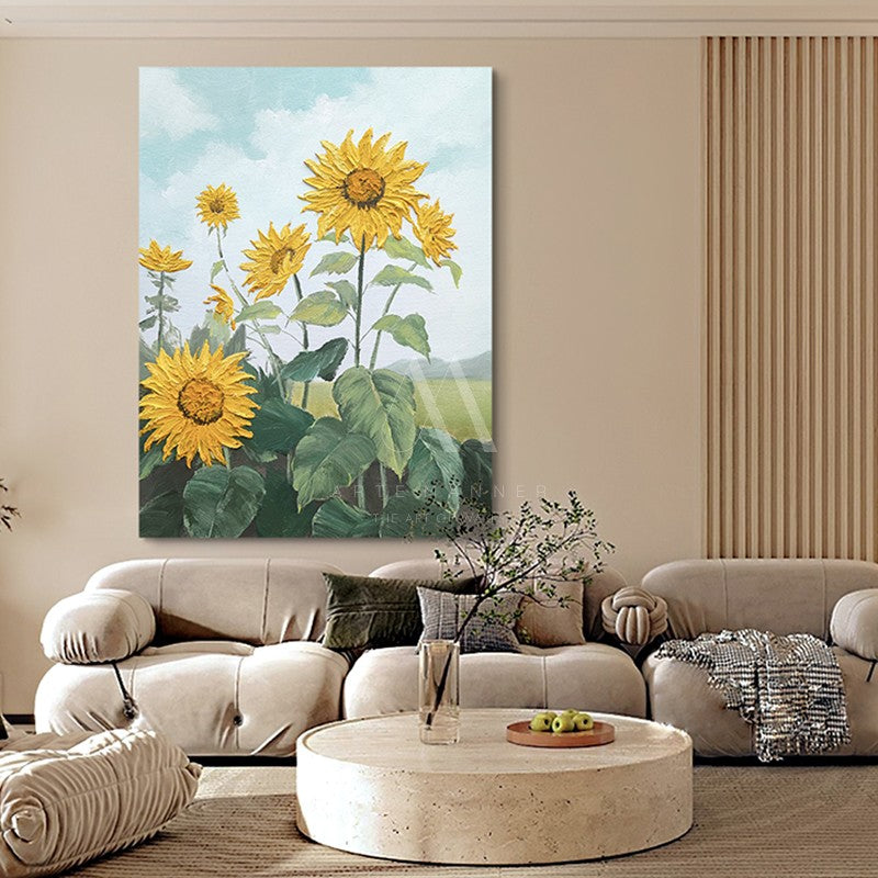 Sunflower Blooms Modern Oil Painting