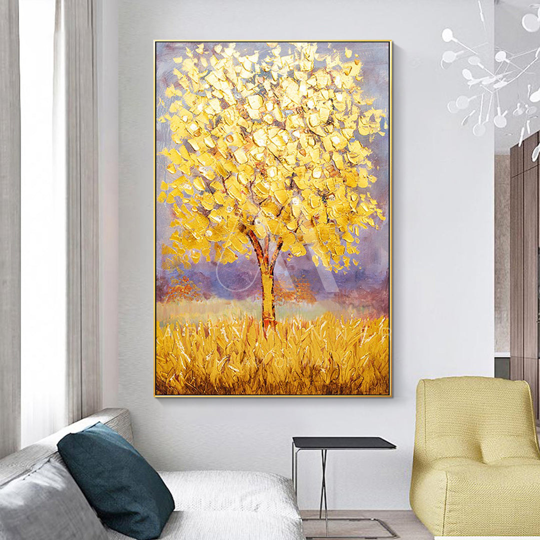 Golden Willow Modern Oil Painting