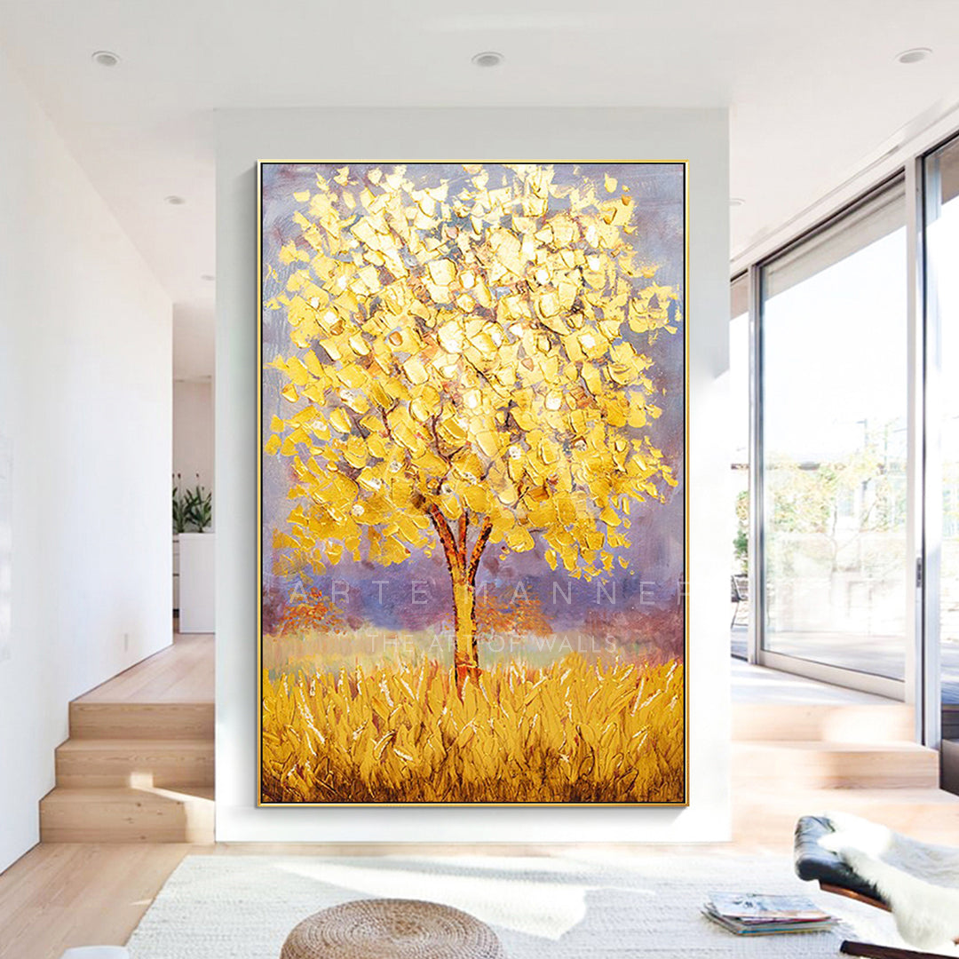 Golden Willow Modern Oil Painting