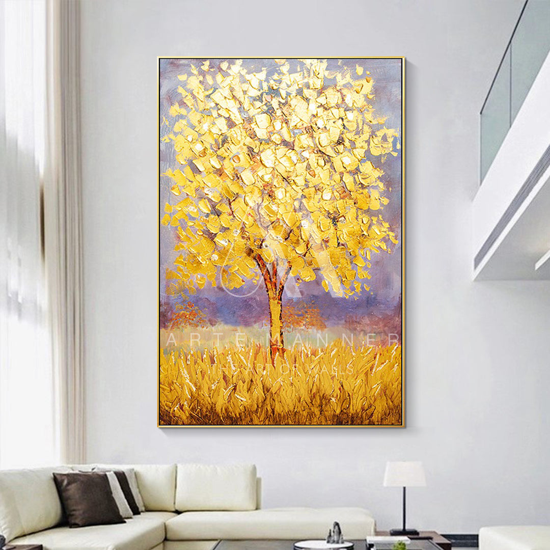 Golden Willow Modern Oil Painting