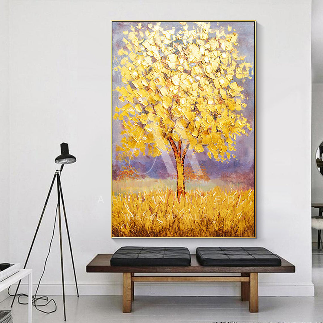 Golden Willow Modern Oil Painting