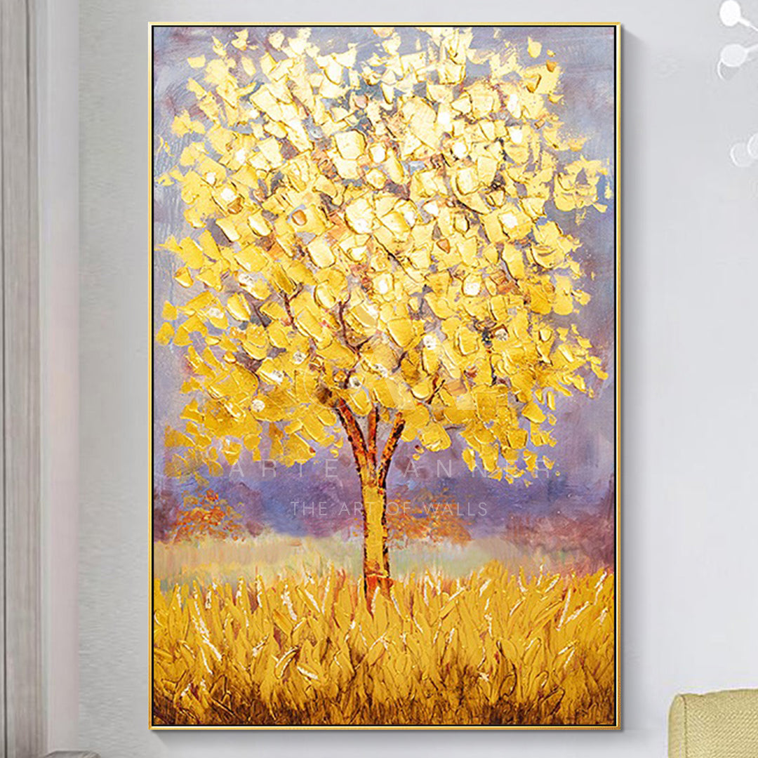 Golden Willow Modern Oil Painting