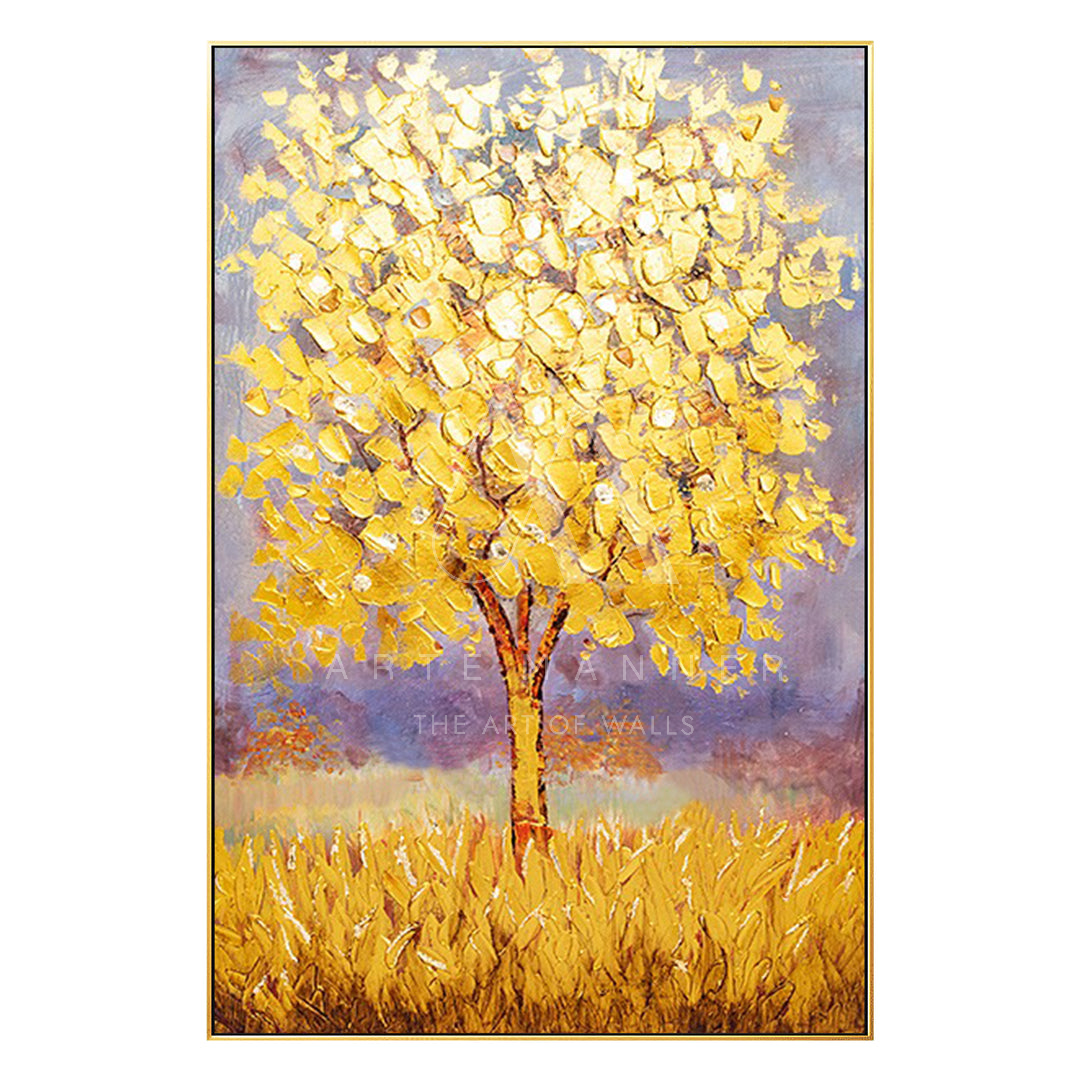 Golden Willow Modern Oil Painting