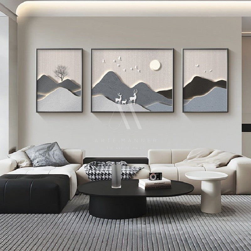 Grey Divide Modern 3D Wall Art (Set of 3)