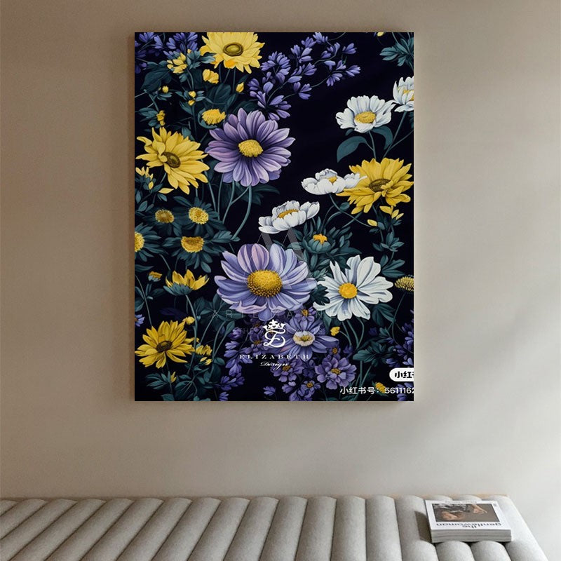 Digital Night Modern Floral Wall Art