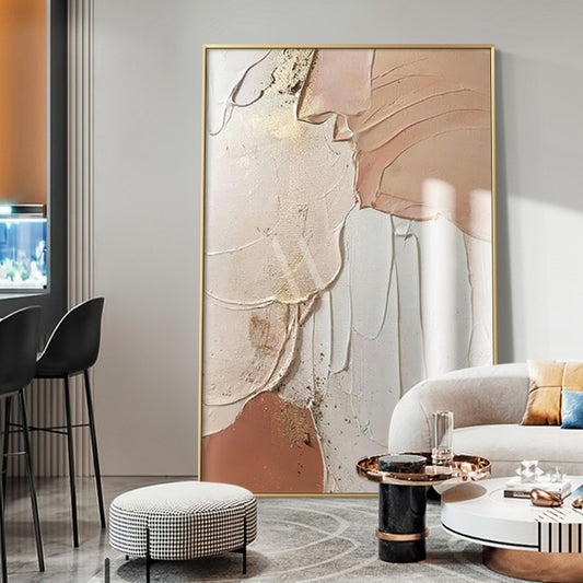 Peachy Modern Abstract Oil Painting