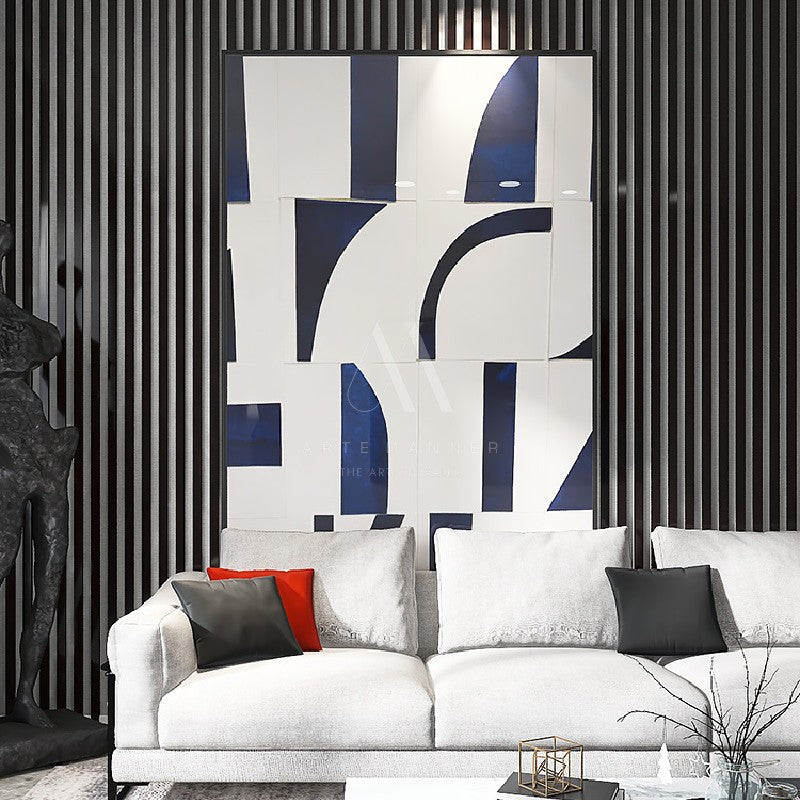 Geometric Blues Abstract Wall Art