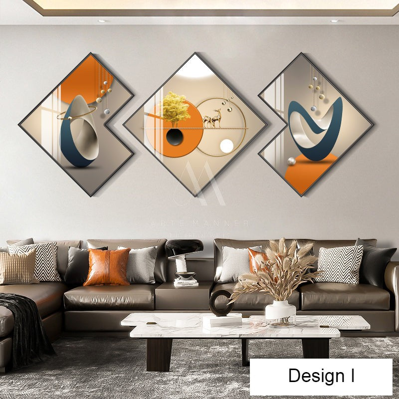 Orange Wave Modern Abstract Wall Art