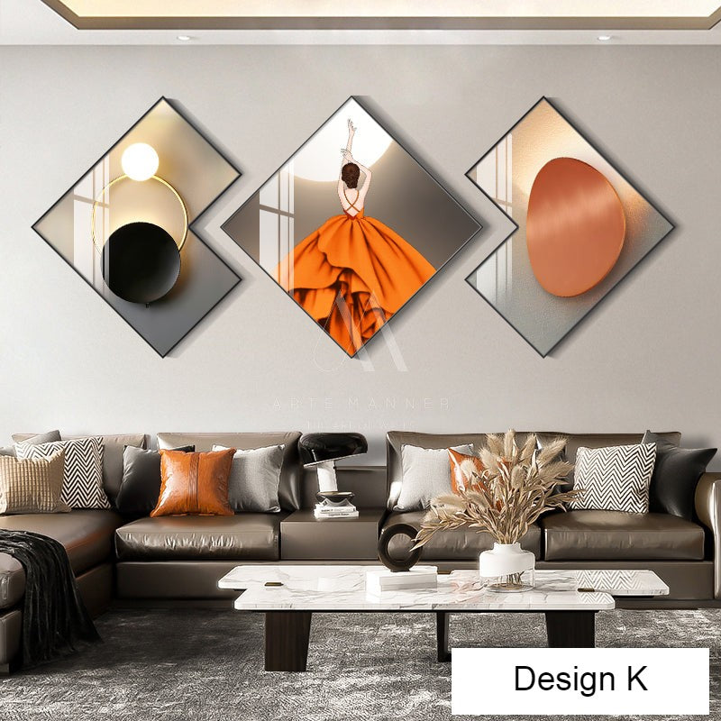 Orange Wave Modern Abstract Wall Art