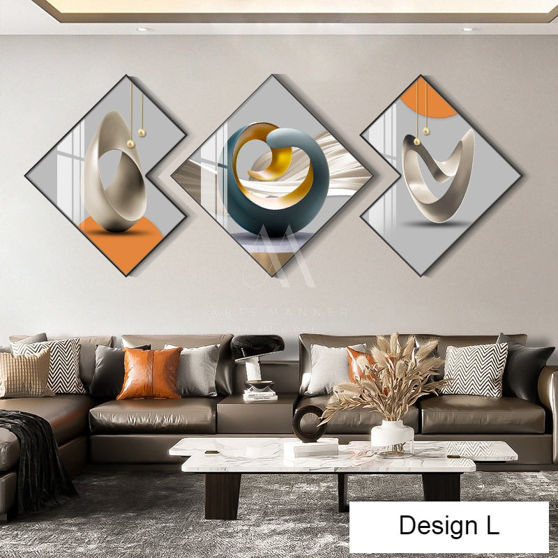 Orange Wave Modern Abstract Wall Art