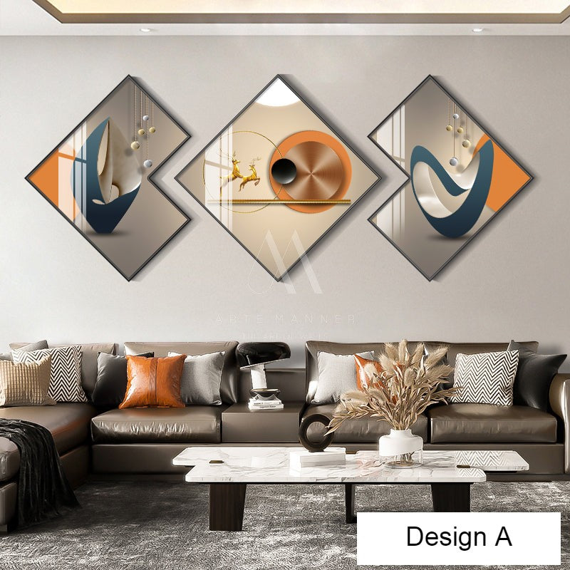 Orange Wave Modern Abstract Wall Art