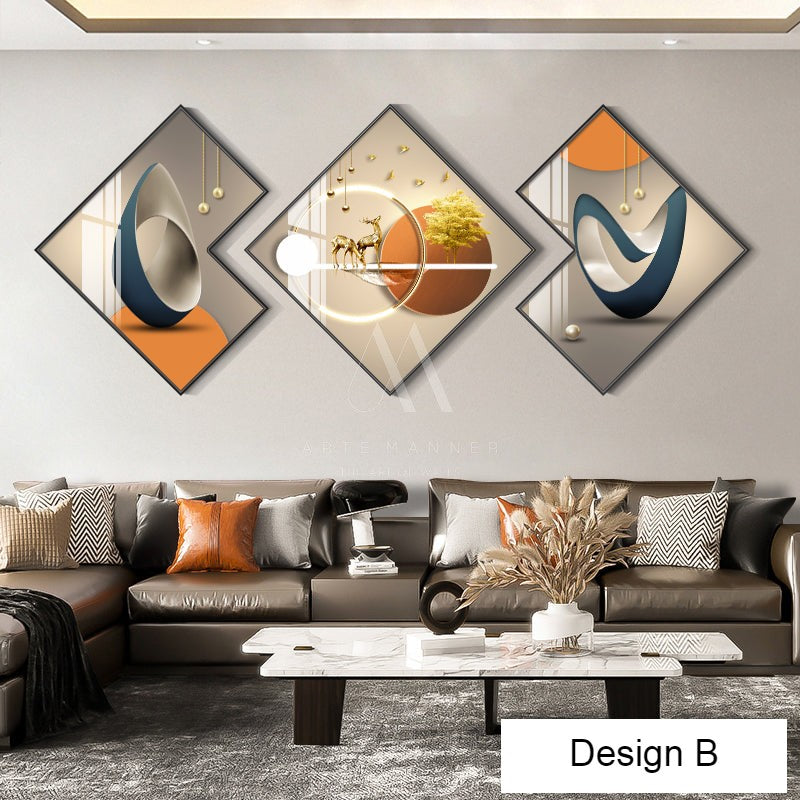 Orange Wave Modern Abstract Wall Art