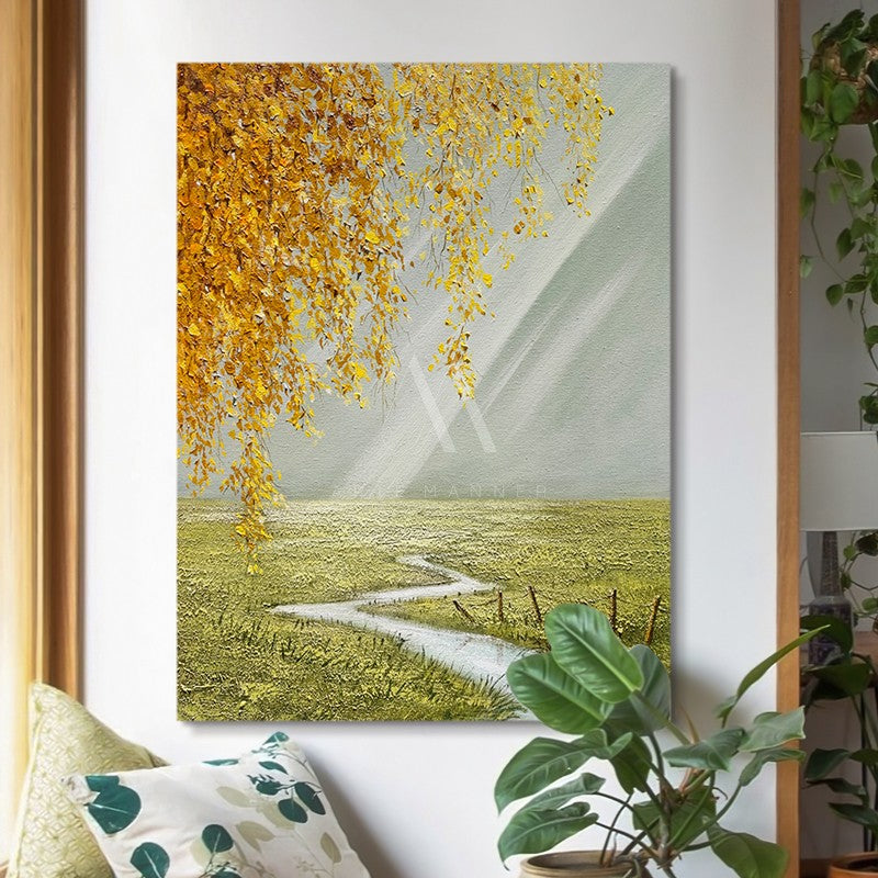 Golden Breeze Modern Oil Painting