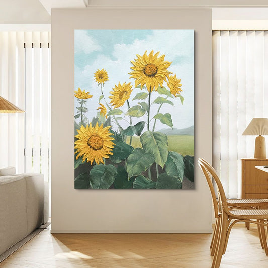 Sunflower Blooms Modern Oil Painting