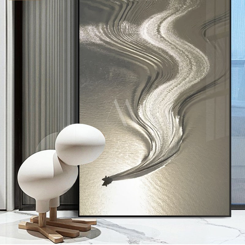 Golden Rivers Minimalist Abstract Wall Art