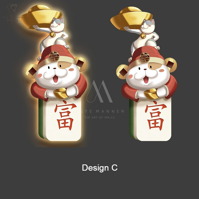 Fortune Cat Modern LED Wall Art