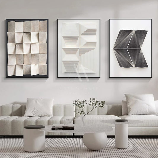 Silent Shadows Modern Abstract Wall Art (Set of 3)