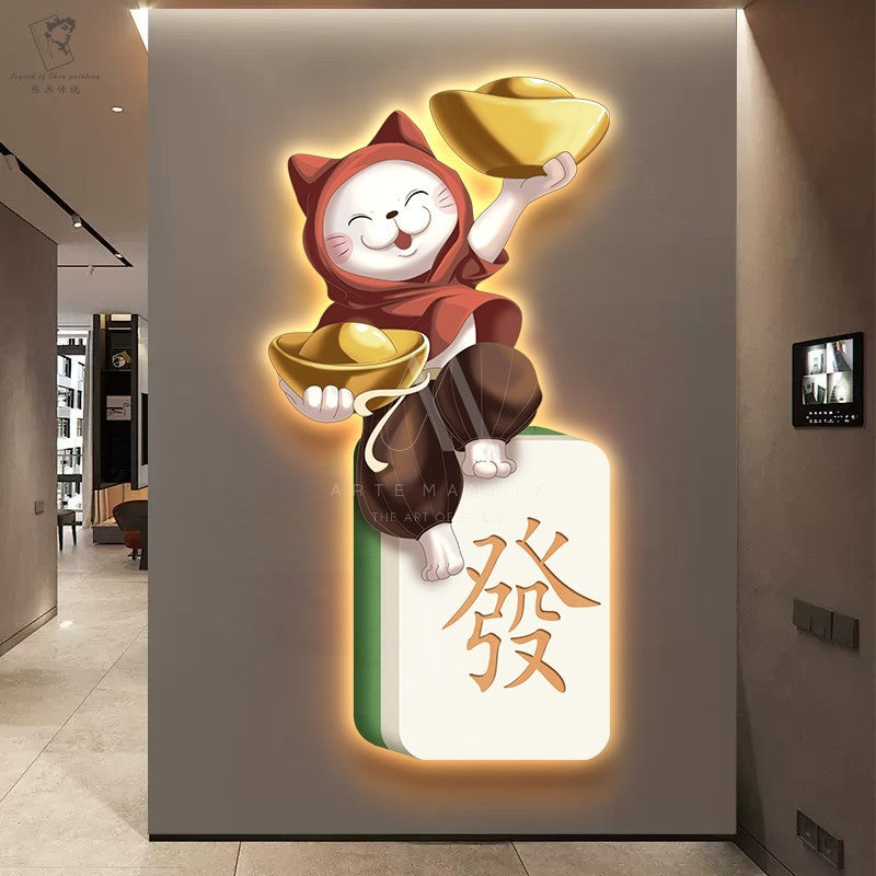 Fortune Cat Modern LED Wall Art