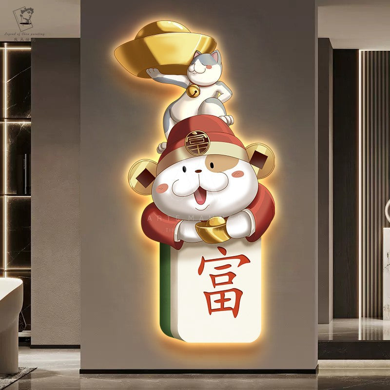 Fortune Cat Modern LED Wall Art