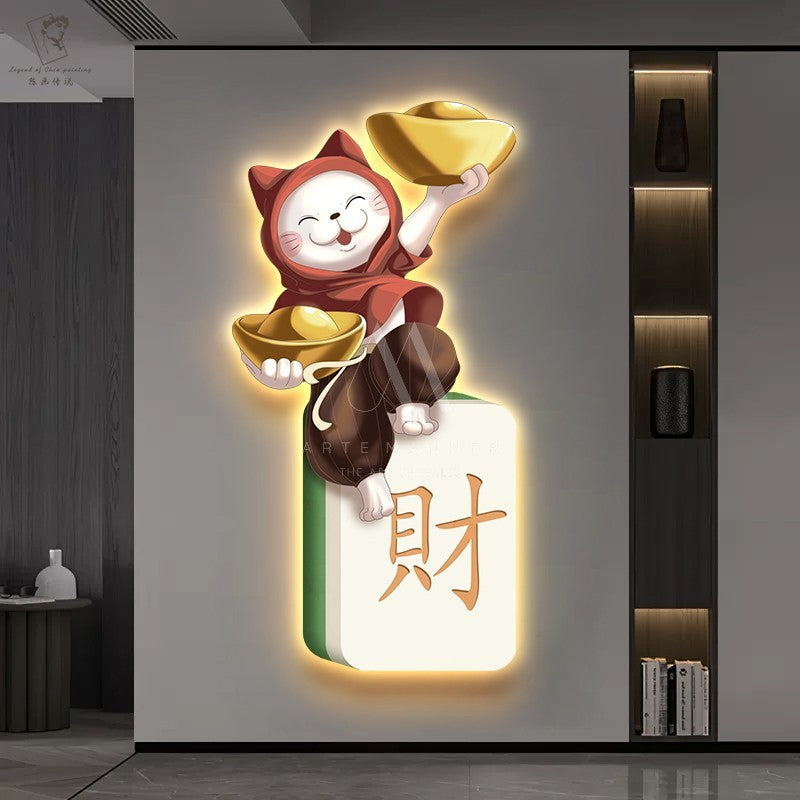 Fortune Cat Modern LED Wall Art