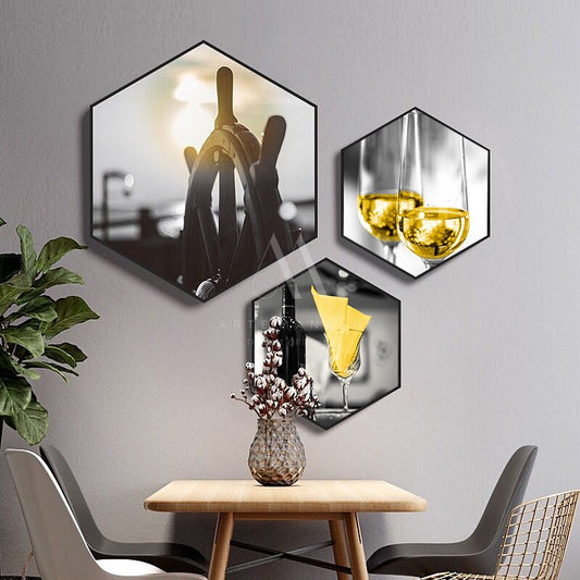 Modern Hexagonal Wall Art (Set of 3)