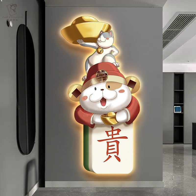 Fortune Cat Modern LED Wall Art