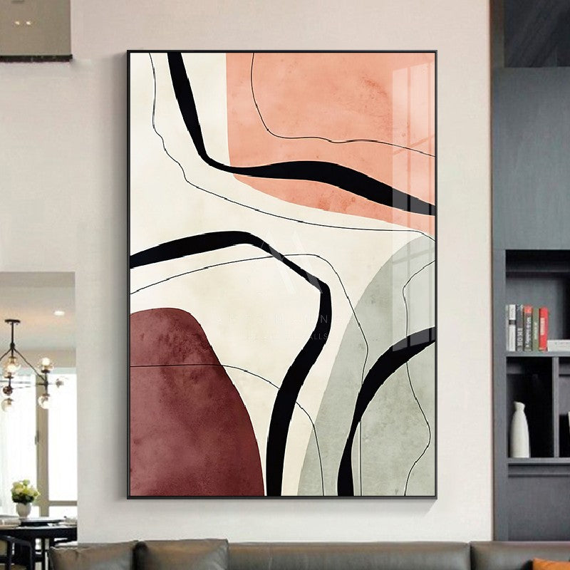 Crimson Modern Abstract Wall Art