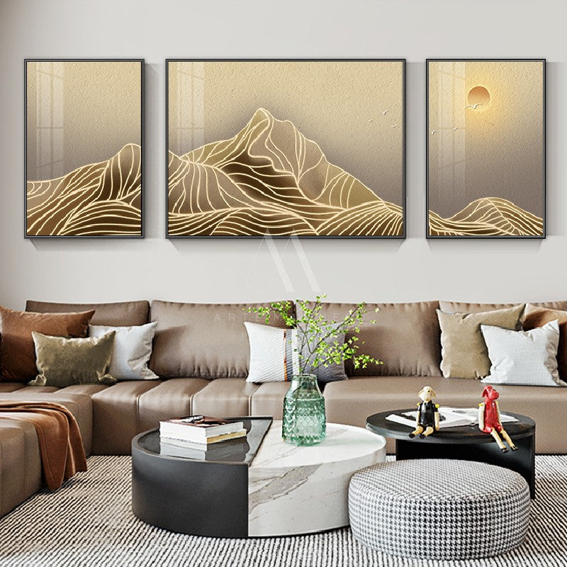 Golden Peaks Wabi Sabi Modern Wall Art