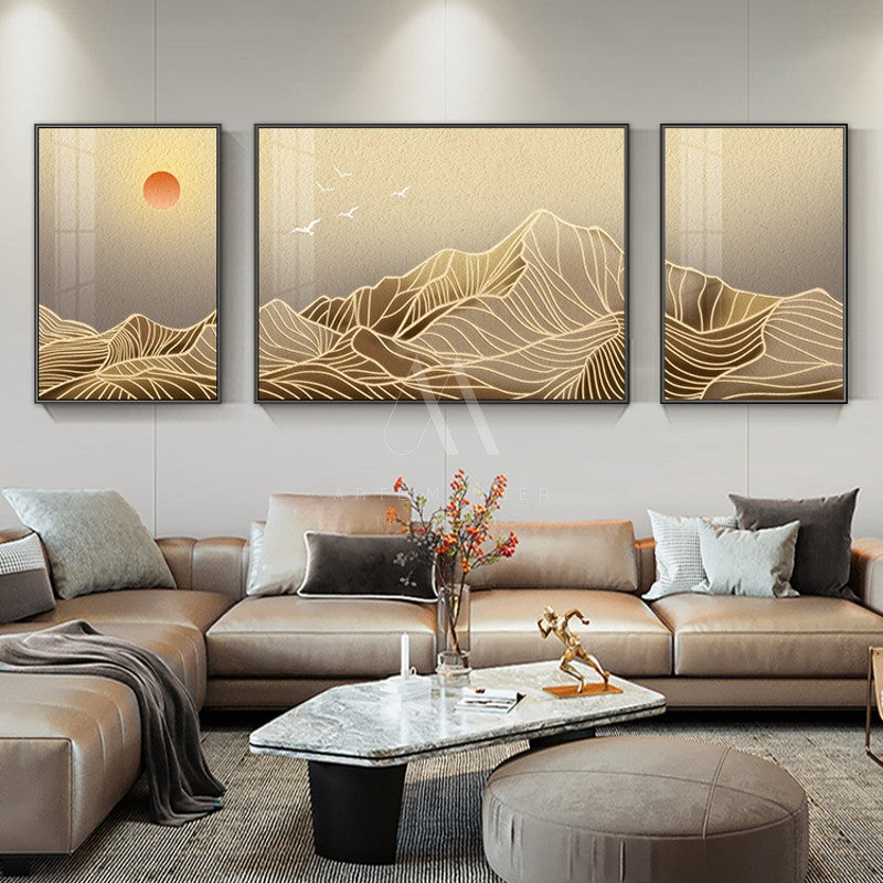 Golden Peaks Wabi Sabi Modern Wall Art