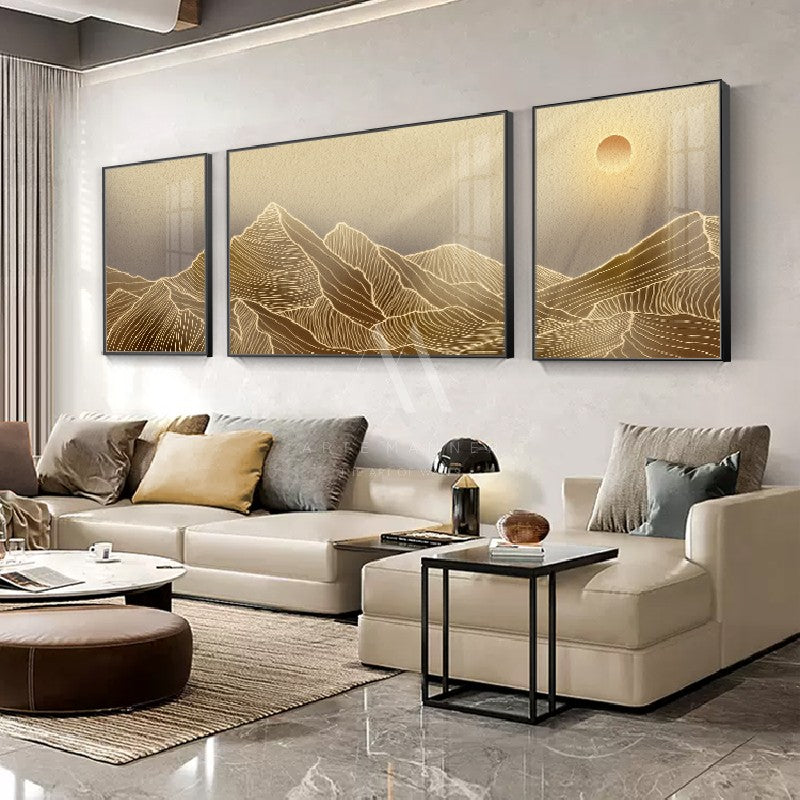 Golden Peaks Wabi Sabi Modern Wall Art