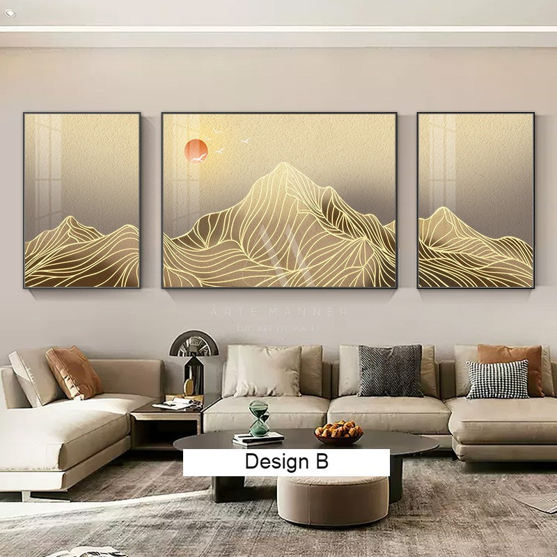 Golden Peaks Wabi Sabi Modern Wall Art