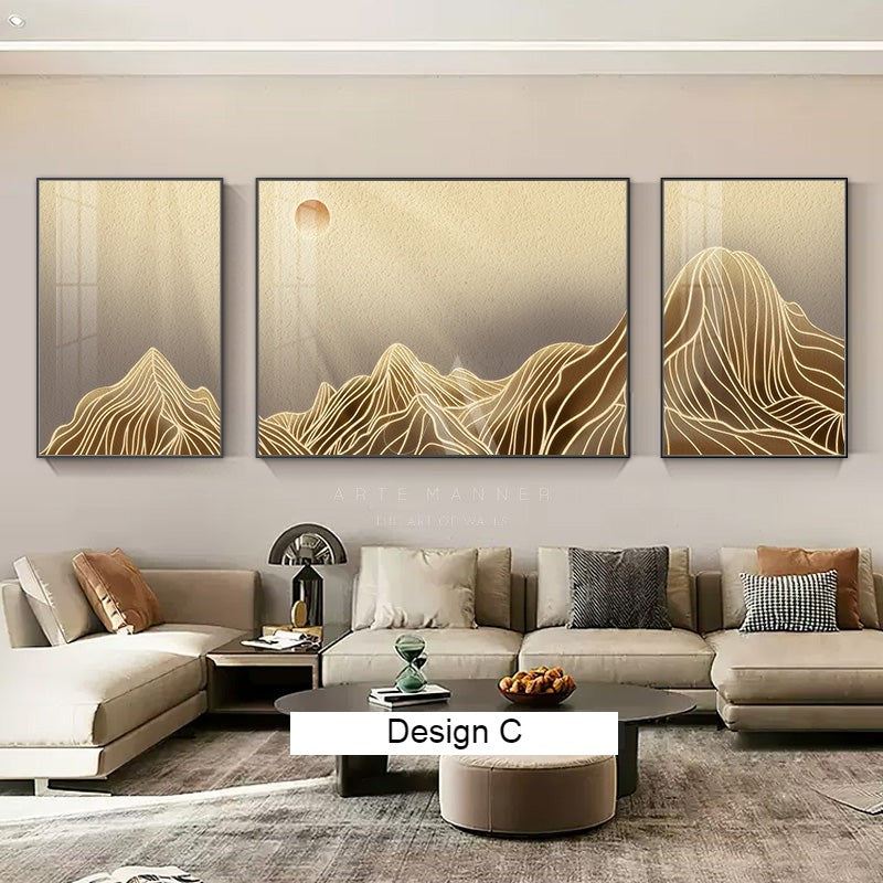 Golden Peaks Wabi Sabi Modern Wall Art