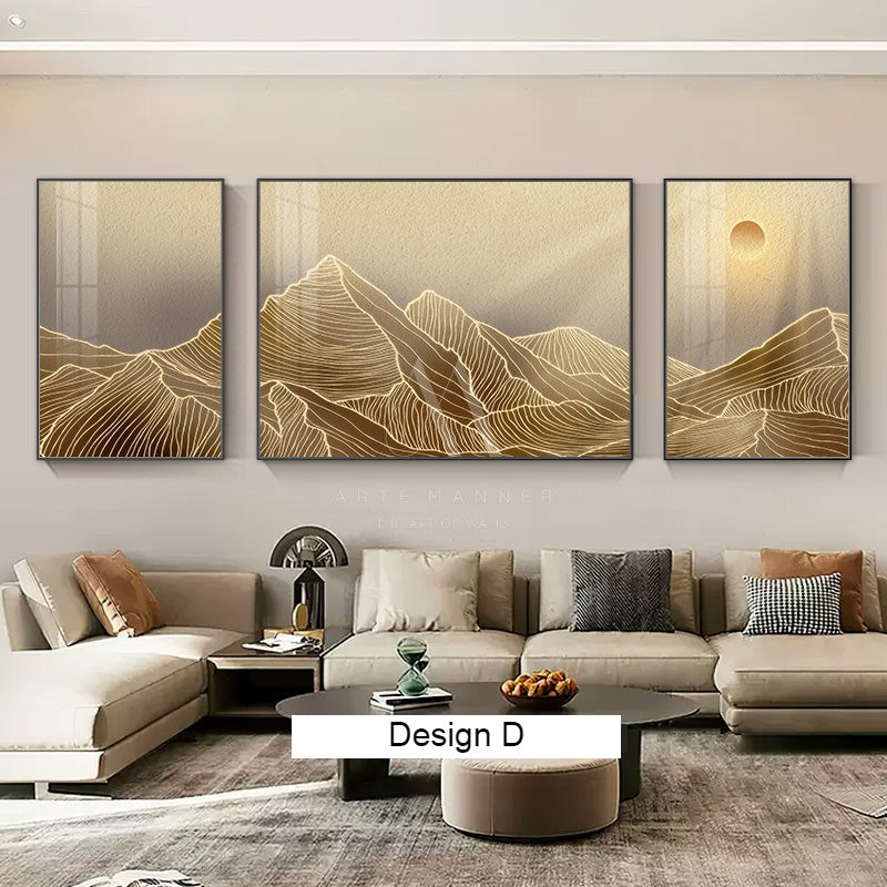 Golden Peaks Wabi Sabi Modern Wall Art