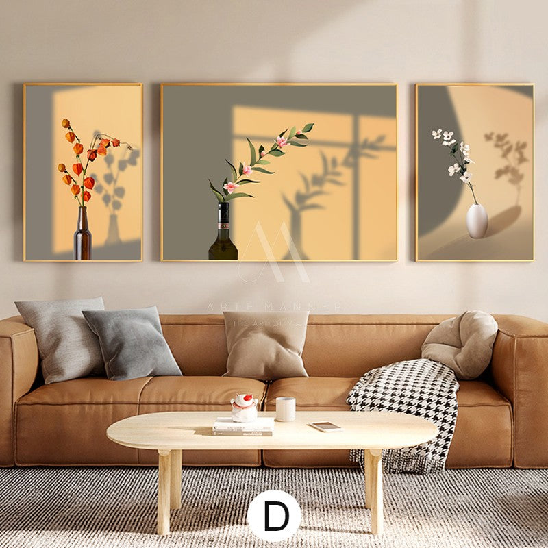 Delicate Flowers Modern Wall Art (Set of 3)